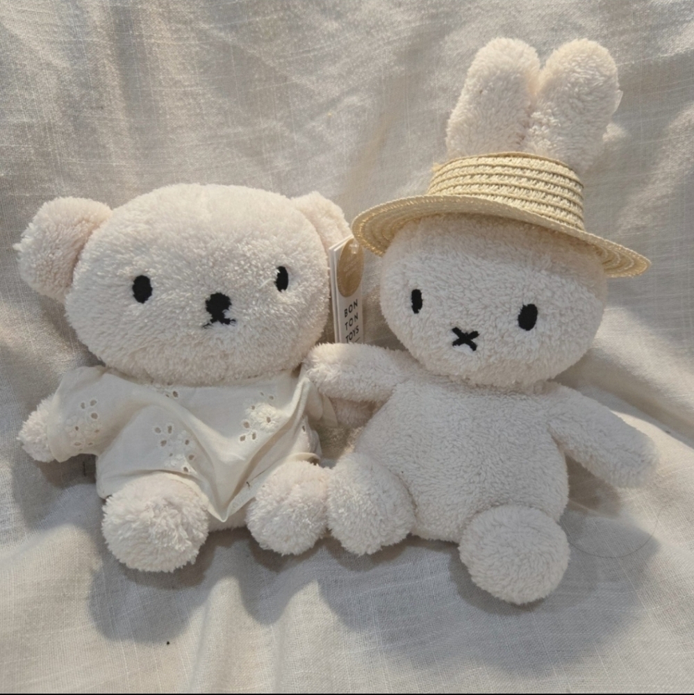 Set of 4 Miffy Boris white mochi plush hat Shirt set